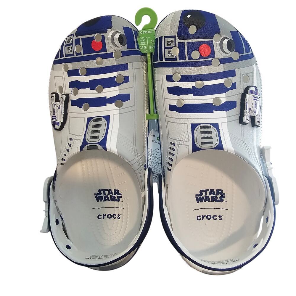 Star Wars R2-D2 Crocs Classic Clog W Sz10 M8 White Droid SciFi Action Lucus Film